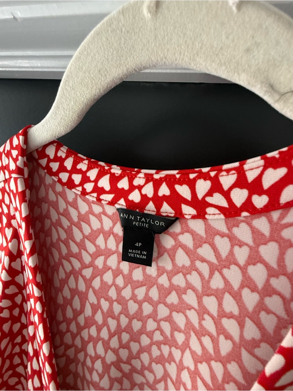 Ann Taylor Red Printed Wrap Dress with Tie Waist - Picture 5 of 7